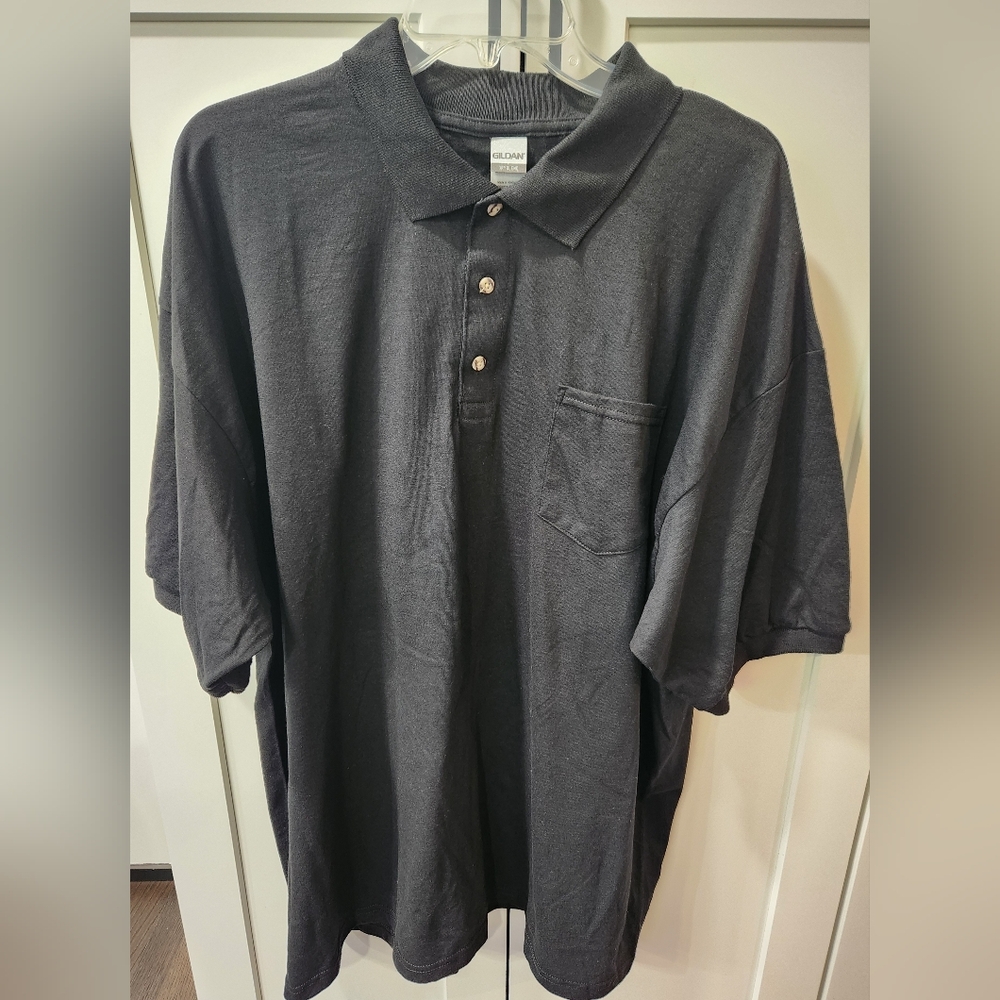 Gildan Black Men's Pocket Polo Shirt NWOT